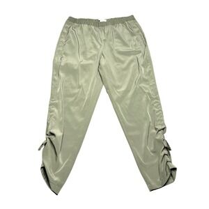 Chico's Olive Green Casual Pants Ruched Tie Ankle‎ Elastic Waist Size 1